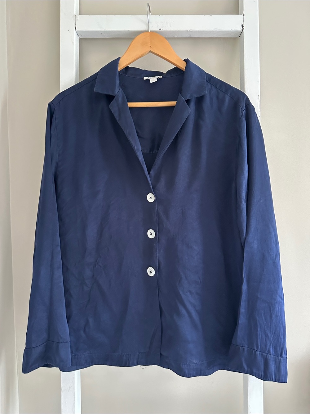 Lunya 100% Washable Silk Long Sleeve Button Down Pajama Top
